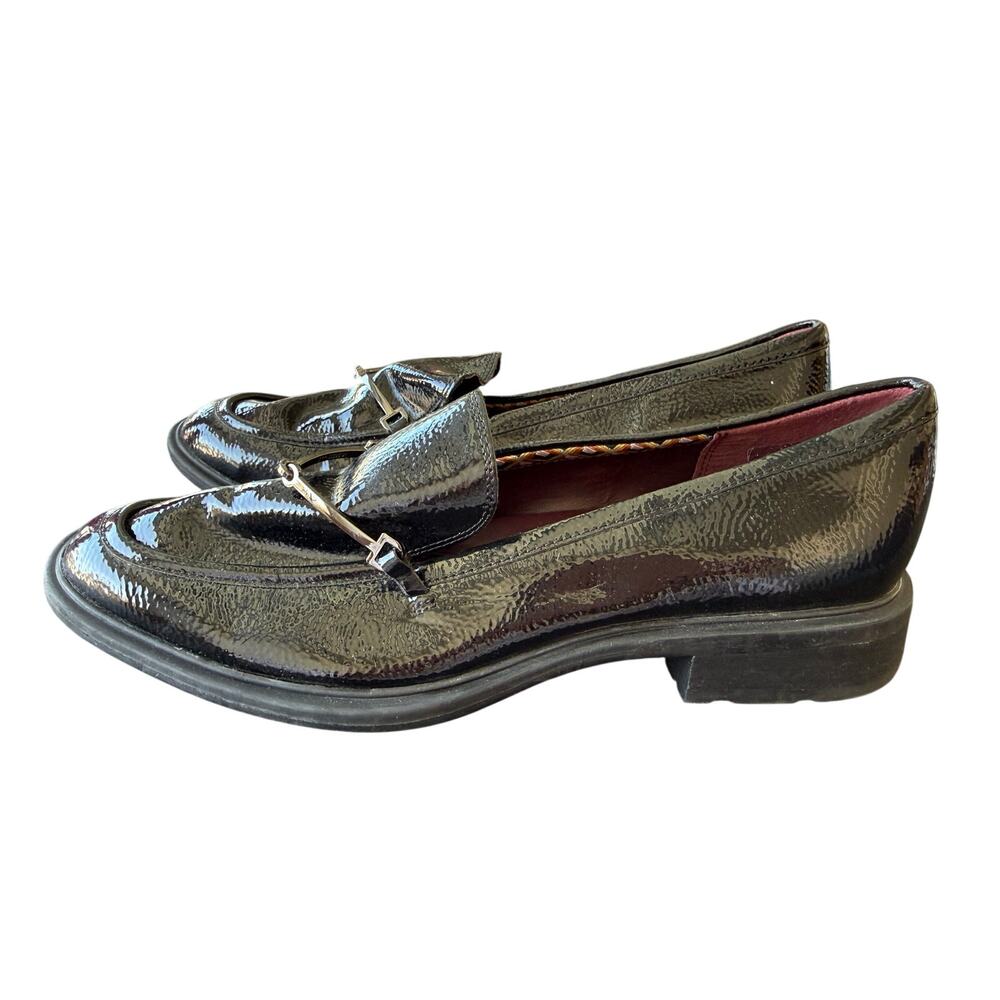 Franco Sarto Women's Black Patent Leather Silver Accent Loafers Size 9M - Picture 4 of 10
